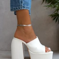 The Fashion Project Mules με Platform σόλα - Λευκό -Γόβες Εκπτώσεις mules me platform sola 103737 yxkf