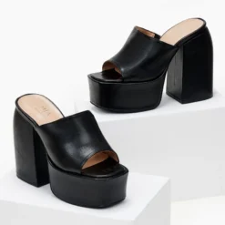 The Fashion Project Mules με Platform σόλα - Μαύρο -Γόβες Εκπτώσεις mules me platform sola 103738 xe1e