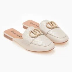 The Fashion Project Mules Flat με πλεκτό Pattern - Μπεζ -Γόβες Εκπτώσεις mules me plekto pattern 101786 pf33