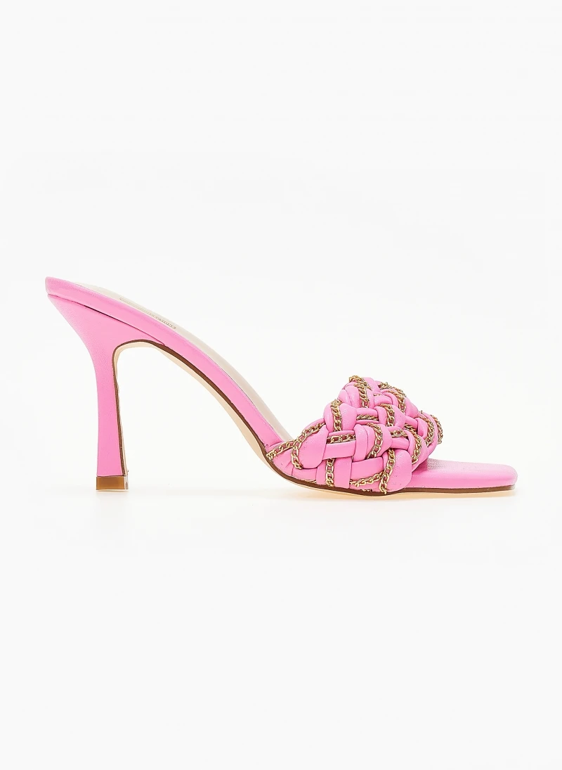 The Fashion Project Mules με πλεκτό σχέδιο και αλυσίδες - Φούξια 2 The Fashion Project Mules με πλεκτό σχέδιο και αλυσίδες - Φούξια - Image 2