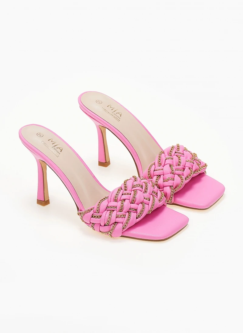 The Fashion Project Mules με πλεκτό σχέδιο και αλυσίδες - Φούξια 5 The Fashion Project Mules με πλεκτό σχέδιο και αλυσίδες - Φούξια - Image 5