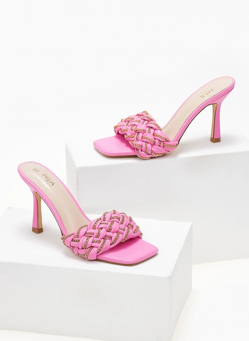 The Fashion Project Mules με πλεκτό σχέδιο και αλυσίδες - Φούξια 3 The Fashion Project Mules με πλεκτό σχέδιο και αλυσίδες - Φούξια - Image 3