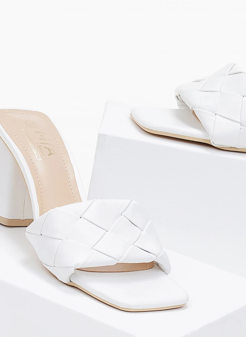 The Fashion Project Mules με πλεκτό σχέδιο στη φάσα - Λευκό 2 The Fashion Project Mules με πλεκτό σχέδιο στη φάσα - Λευκό - Image 2