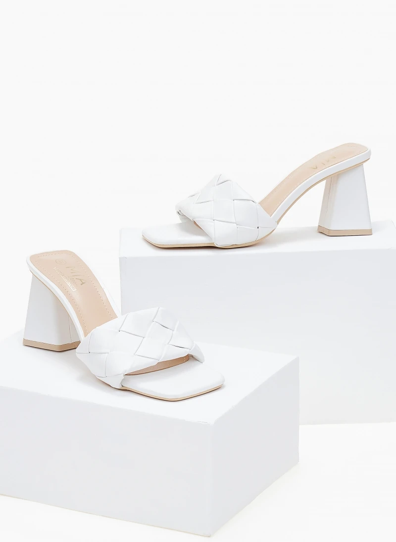 The Fashion Project Mules με πλεκτό σχέδιο στη φάσα - Λευκό 3 The Fashion Project Mules με πλεκτό σχέδιο στη φάσα - Λευκό - Image 3