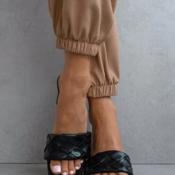 The Fashion Project Mules με πλεκτό σχέδιο στη φάσα - Μαύρο