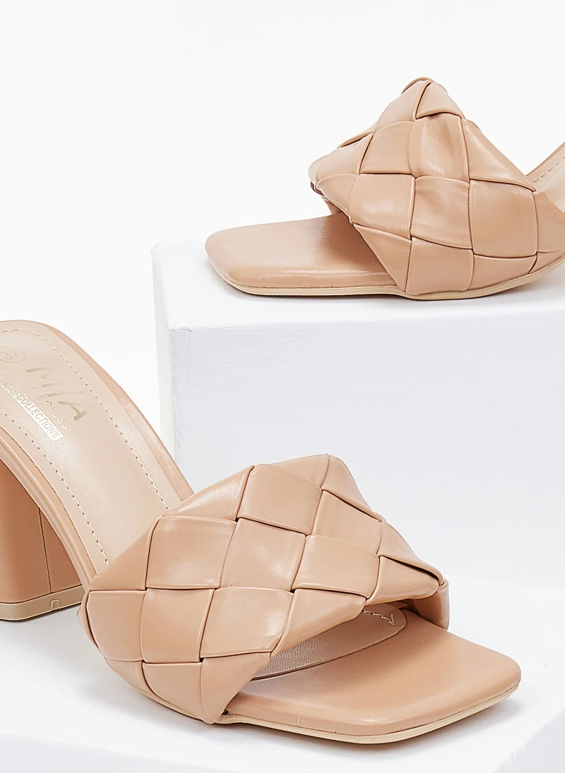 The Fashion Project Mules με πλεκτό σχέδιο στη φάσα - Μπεζ 2 The Fashion Project Mules με πλεκτό σχέδιο στη φάσα - Μπεζ - Image 2