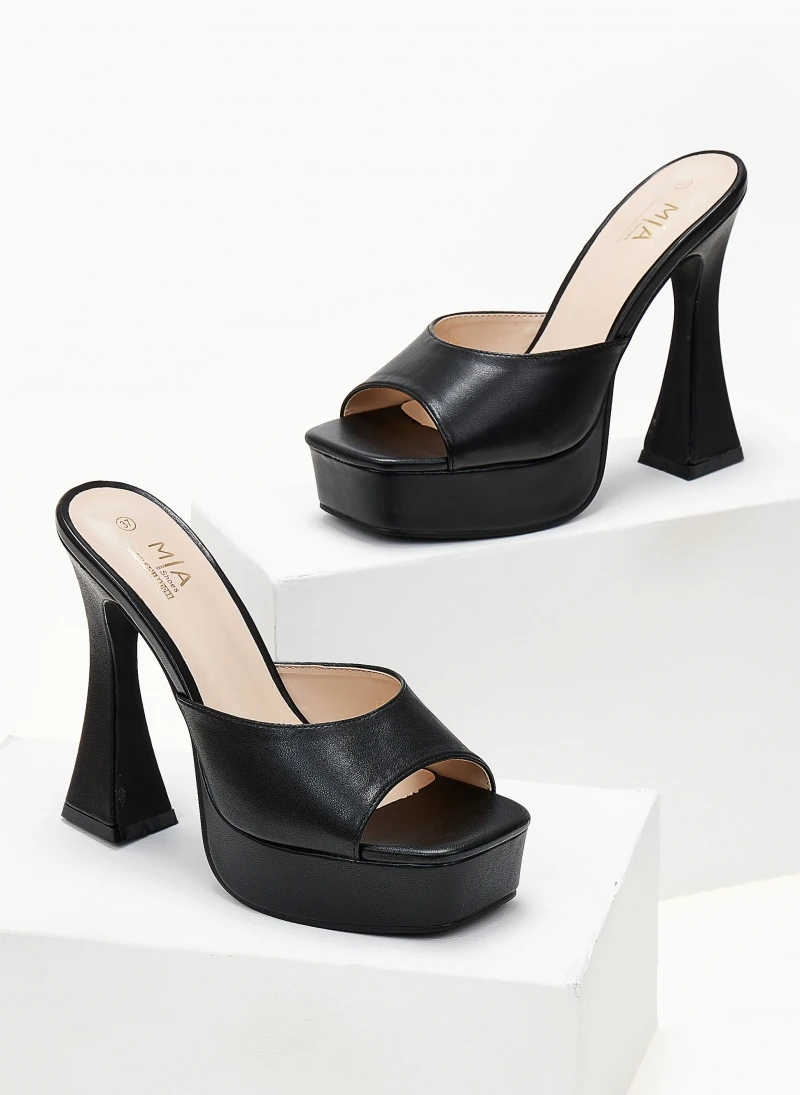 The Fashion Project Mules με τακούνι καμπάνα - Μαύρο 3 The Fashion Project Mules με τακούνι καμπάνα - Μαύρο - Image 3