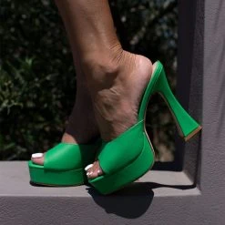 The Fashion Project Mules με τακούνι καμπάνα - Πράσινο -Γόβες Εκπτώσεις mules me takouni kampana 103600 r4tv