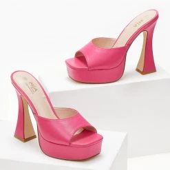 The Fashion Project Mules με τακούνι καμπάνα - Φούξια -Γόβες Εκπτώσεις mules me takouni kampana 103601 eycy