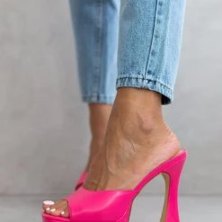 The Fashion Project Mules με τακούνι καμπάνα - Φούξια