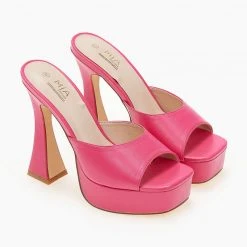 The Fashion Project Mules με τακούνι καμπάνα - Φούξια -Γόβες Εκπτώσεις mules me takouni kampana 103601 rvvt