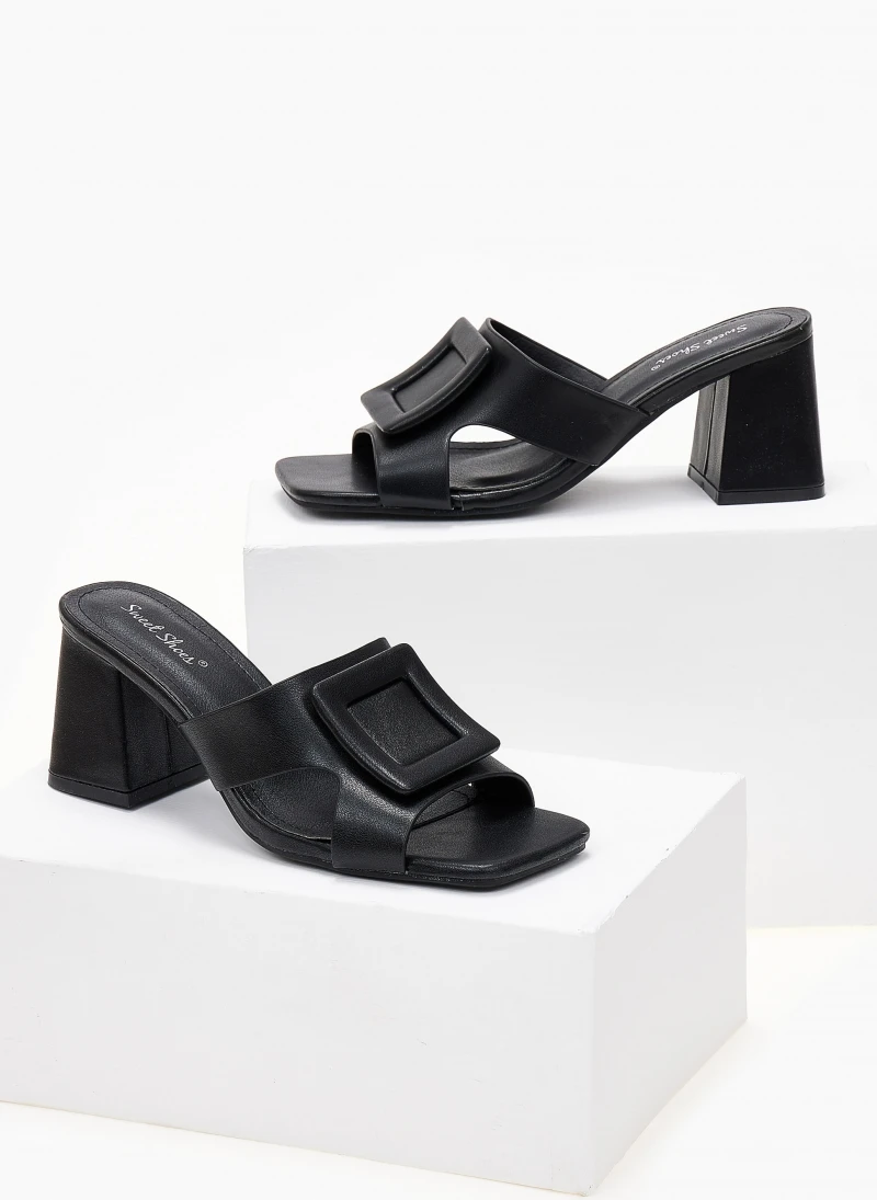 The Fashion Project Mules με τετράγωνη αγκράφα - Μαύρο 4 The Fashion Project Mules με τετράγωνη αγκράφα - Μαύρο - Image 4