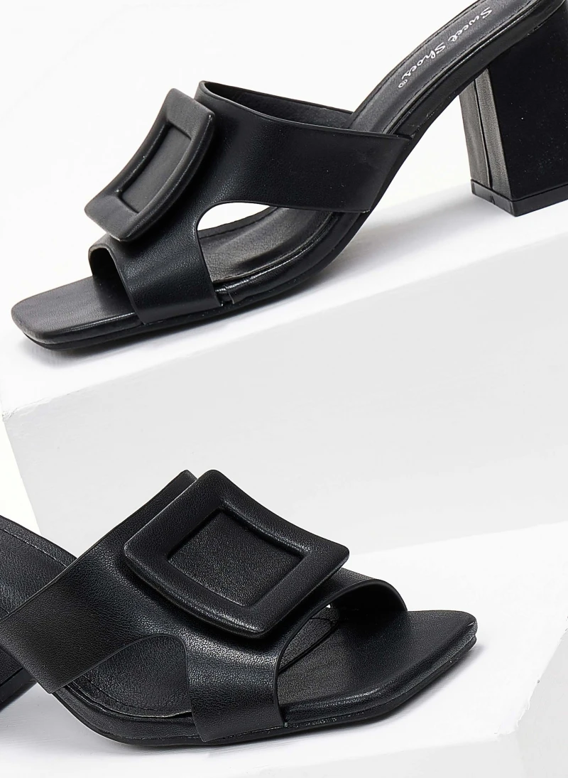 The Fashion Project Mules με τετράγωνη αγκράφα - Μαύρο 2 The Fashion Project Mules με τετράγωνη αγκράφα - Μαύρο - Image 2