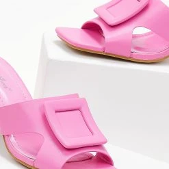 The Fashion Project Mules με τετράγωνη αγκράφα - Φούξια -Γόβες Εκπτώσεις mules me tetragwni agkrafa 101470 ldpf