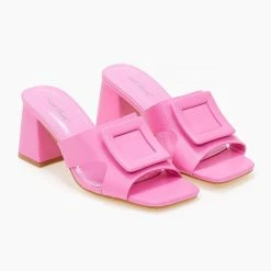 The Fashion Project Mules με τετράγωνη αγκράφα - Φούξια -Γόβες Εκπτώσεις mules me tetragwni agkrafa 101470 n6es 1