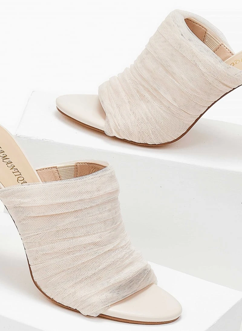 The Fashion Project Mules με τούλι - Μπεζ 3 The Fashion Project Mules με τούλι - Μπεζ - Image 3