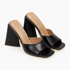 The Fashion Project Mules με τρίγωνο τακούνι - Μαύρο -Γόβες Εκπτώσεις mules me trigwno takouni 102792 nv90