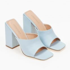 The Fashion Project Mules με χοντρό τακούνι - Γαλάζιο -Γόβες Εκπτώσεις mules me xontro takouni 102628 8djp