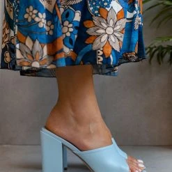 The Fashion Project Mules με χοντρό τακούνι - Γαλάζιο -Γόβες Εκπτώσεις mules me xontro takouni 102628 ilmy