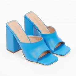 The Fashion Project Mules με χοντρό τακούνι - Μπλε -Γόβες Εκπτώσεις mules me xontro takouni 102629 pnge