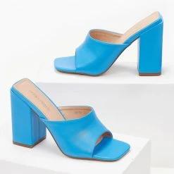 The Fashion Project Mules με χοντρό τακούνι - Μπλε -Γόβες Εκπτώσεις mules me xontro takouni 102629 t9g3