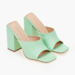 The Fashion Project Mules με χοντρό τακούνι - Μέντα -Γόβες Εκπτώσεις mules me xontro takouni 102631 aks4