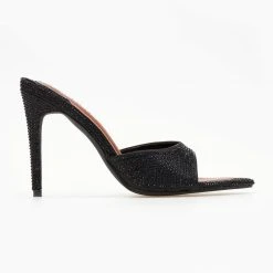 The Fashion Project Mules μυτερά με Strass - Μαύρο -Γόβες Εκπτώσεις mules mutera me strass 104792 7yum