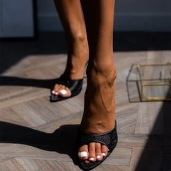 The Fashion Project Mules μυτερά με Strass - Μαύρο -Γόβες Εκπτώσεις mules mutera me strass 104792 ba3t