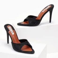 The Fashion Project Mules μυτερά με Strass - Μαύρο -Γόβες Εκπτώσεις mules mutera me strass 104792 vkvx