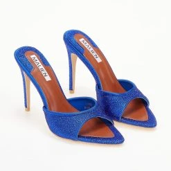 The Fashion Project Mules μυτερά με Strass - Μπλε -Γόβες Εκπτώσεις mules mutera me strass 104794 03fv