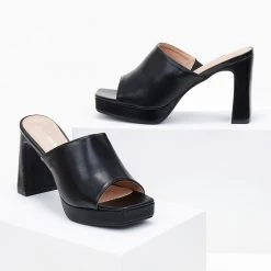 The Fashion Project Mules πέδιλα με χωστή φάσα - Μαύρο -Γόβες Εκπτώσεις mules pedila me xwsti fasa 100870 eaw1