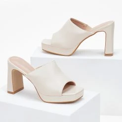 The Fashion Project Mules πέδιλα με χωστή φάσα - Μπεζ -Γόβες Εκπτώσεις mules pedila me xwsti fasa 100871 t69t