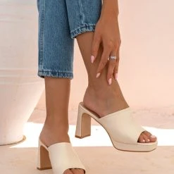 The Fashion Project Mules πέδιλα με χωστή φάσα - Μπεζ -Γόβες Εκπτώσεις mules pedila me xwsti fasa 100871 wyad