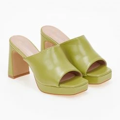 The Fashion Project Mules πέδιλα με χωστή φάσα - Λαδί -Γόβες Εκπτώσεις mules pedila me xwsti fasa 100872 juvn