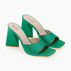 Mules σατέν σε καρέ γραμμή Estil - Πράσινο 11 Mules σατέν σε καρέ γραμμή Estil - Πράσινο -Γόβες Εκπτώσεις mules saten estil se kare grammi 103665 fe77