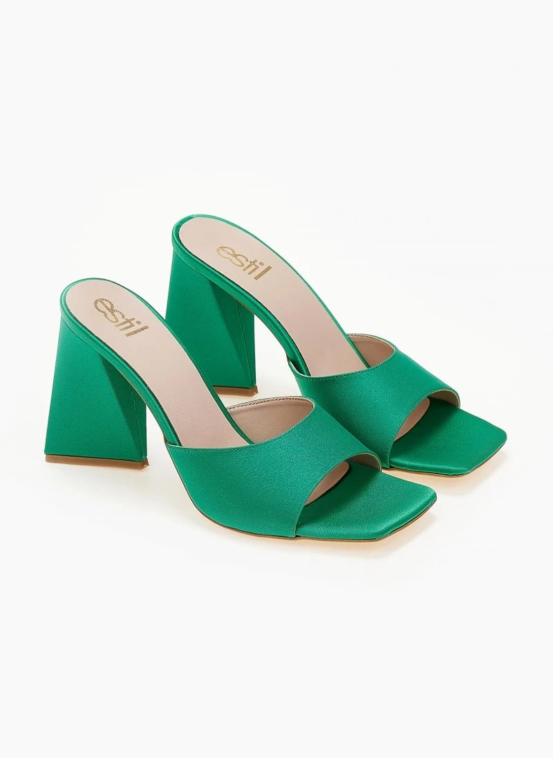 Mules σατέν σε καρέ γραμμή Estil - Πράσινο 6 Mules σατέν σε καρέ γραμμή Estil - Πράσινο - Image 6