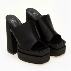 Mules σατέν με Platform τακούνι Tfp - Μαύρο 6 Mules σατέν με Platform τακούνι Tfp - Μαύρο -Γόβες Εκπτώσεις mules saten me platform takouni 104447 963r