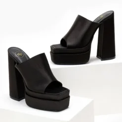 Mules σατέν με Platform τακούνι Tfp - Μαύρο 7 Mules σατέν με Platform τακούνι Tfp - Μαύρο -Γόβες Εκπτώσεις mules saten me platform takouni 104447 u24v