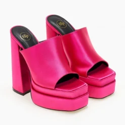 Mules σατέν με Platform τακούνι Tfp - Φούξια -Γόβες Εκπτώσεις mules saten me platform takouni 104448 twpx