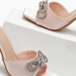 The Fashion Project Mules σατέν με Strass φιόγκο - Σομόν -Γόβες Εκπτώσεις mules saten me strass fiogko 103627 vvw9