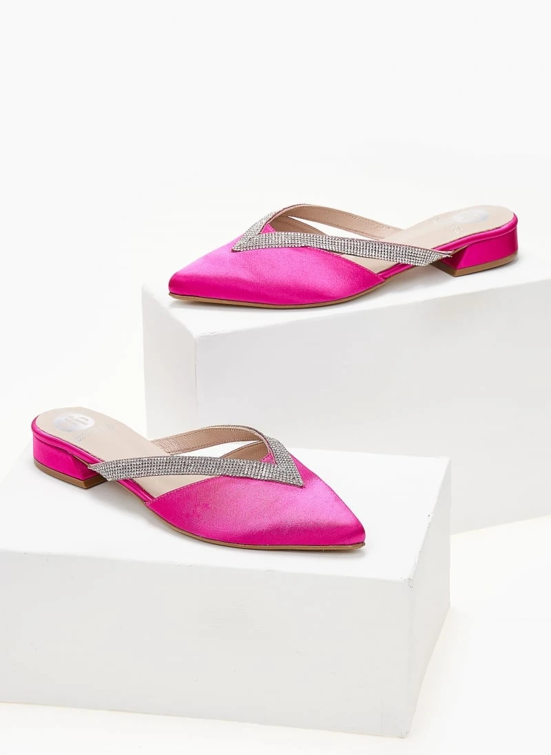 Mules σατέν με ανοίγματα και Strass Tfp - Φούξια 5 Mules σατέν με ανοίγματα και Strass Tfp - Φούξια - Image 5
