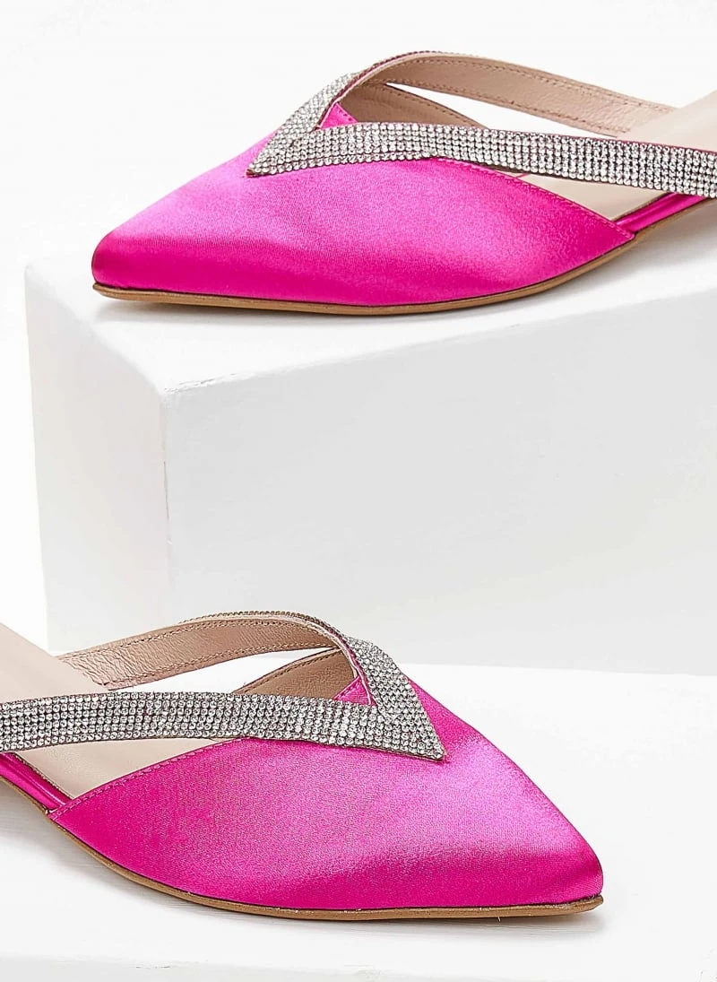 Mules σατέν με ανοίγματα και Strass Tfp - Φούξια 3 Mules σατέν με ανοίγματα και Strass Tfp - Φούξια - Image 3