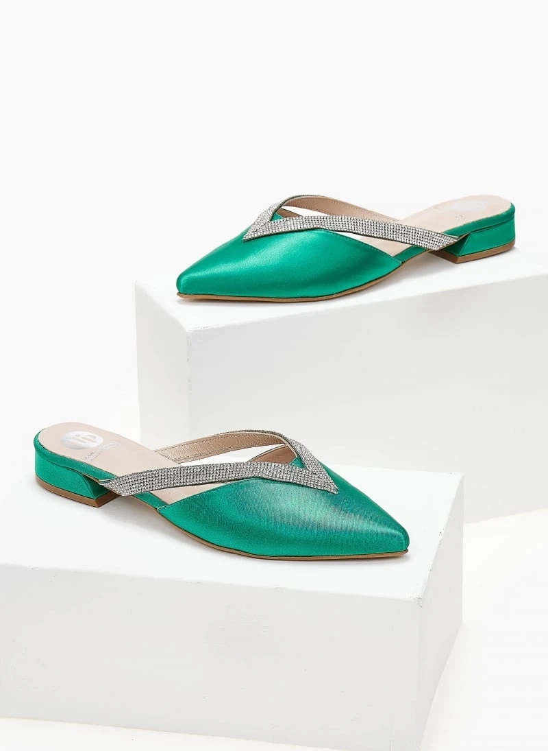Mules σατέν με ανοίγματα και Strass Tfp - Σμαραγδί 7 Mules σατέν με ανοίγματα και Strass Tfp - Σμαραγδί - Image 7