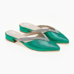 Mules σατέν με ανοίγματα και Strass Tfp - Σμαραγδί 12 Mules σατέν με ανοίγματα και Strass Tfp - Σμαραγδί -Γόβες Εκπτώσεις mules saten tfp me anoigmata kai strass 103372 jttn