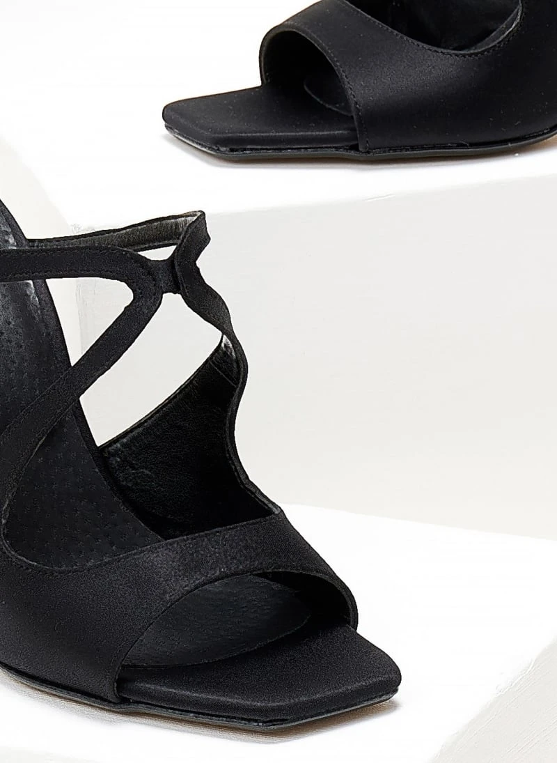 Mules σατέν με λεπτό τακούνι Tfp - Μαύρο 4 Mules σατέν με λεπτό τακούνι Tfp - Μαύρο - Image 4