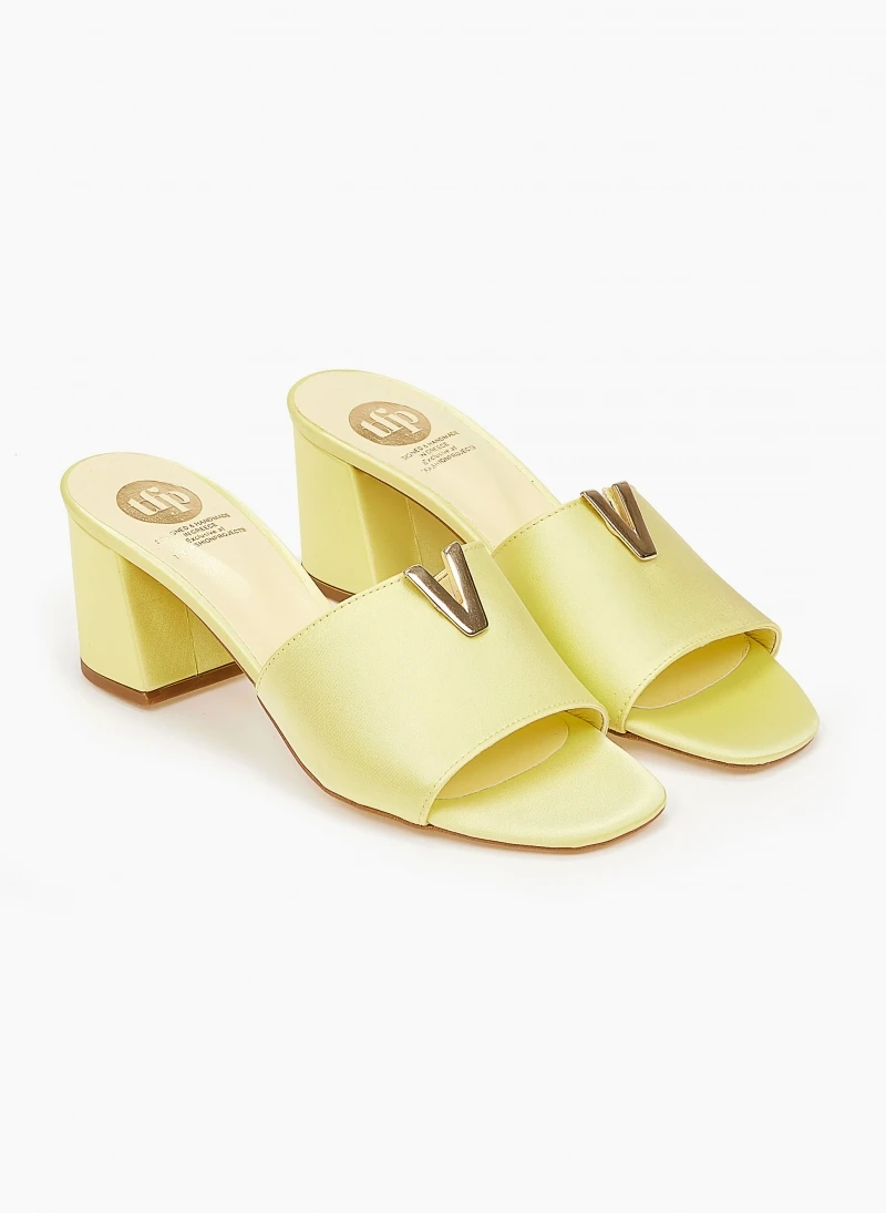 Mules σατέν με μεταλλικό στοιχείο Tfp - Κίτρινο 4 Mules σατέν με μεταλλικό στοιχείο Tfp - Κίτρινο - Image 4
