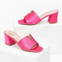 Mules σατέν με μεταλλικό στοιχείο Tfp - Φούξια -Γόβες Εκπτώσεις mules saten tfp me metalliko stoixeio 100390 5icb