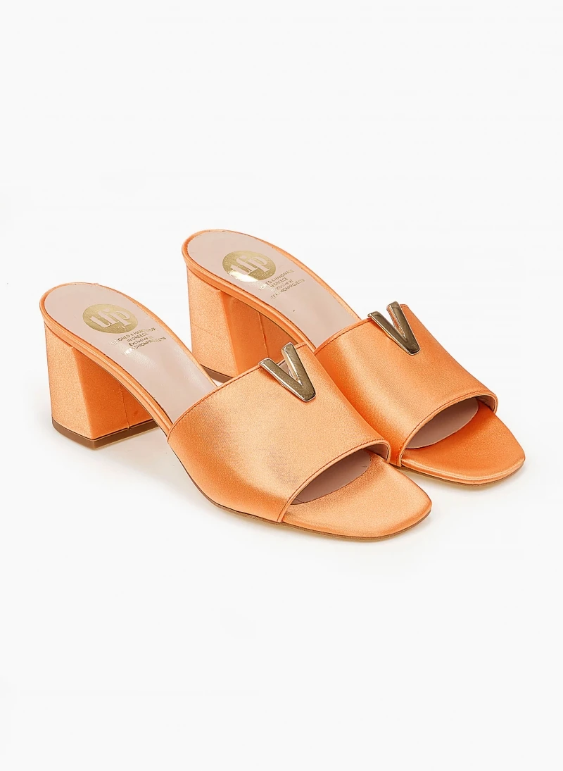 Mules σατέν με μεταλλικό στοιχείο Tfp - Πορτοκαλί 4 Mules σατέν με μεταλλικό στοιχείο Tfp - Πορτοκαλί - Image 4
