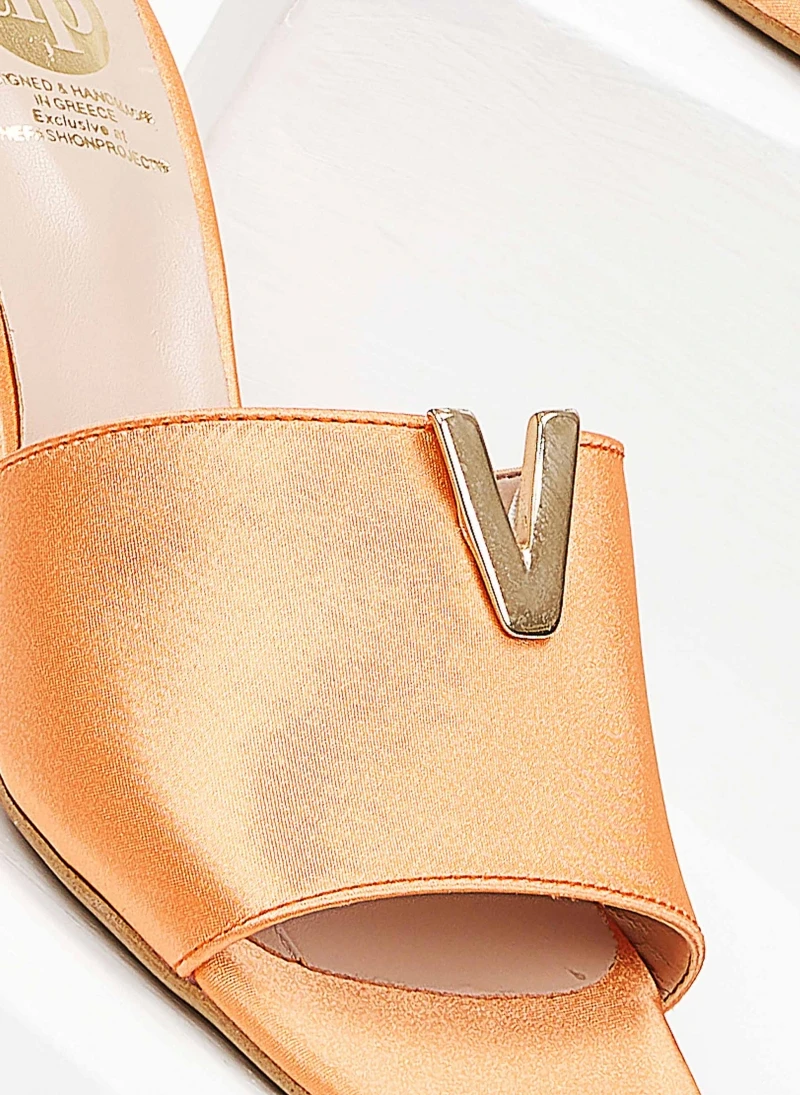 Mules σατέν με μεταλλικό στοιχείο Tfp - Πορτοκαλί 3 Mules σατέν με μεταλλικό στοιχείο Tfp - Πορτοκαλί - Image 3
