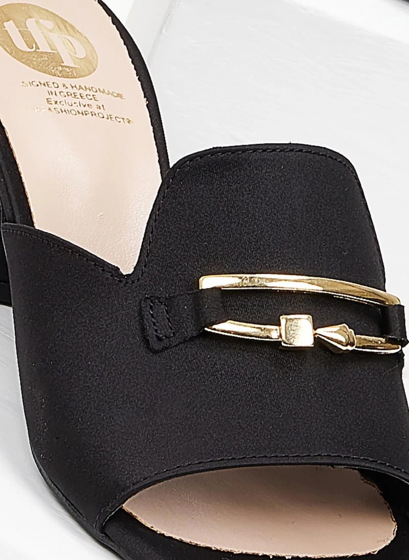 The Fashion Project Mules σατέν σε καρέ γραμμή Tfp - Μαύρο 3 The Fashion Project Mules σατέν σε καρέ γραμμή Tfp - Μαύρο - Image 3